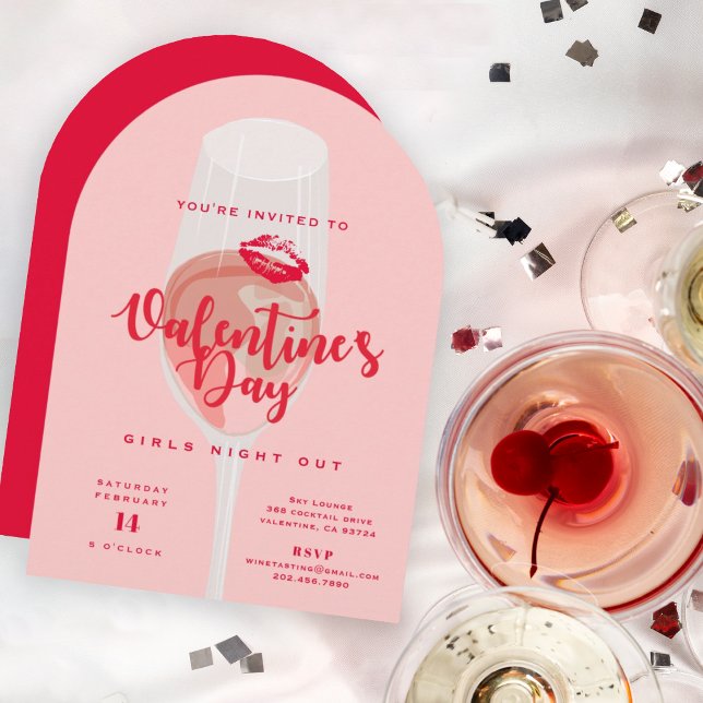 Valentinstag Party Wasserfarben Rosa Rosé Einladung (Von Creator hochgeladen)