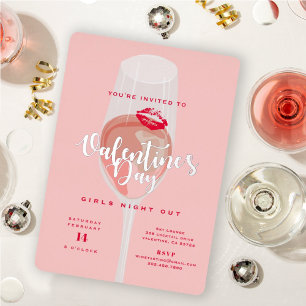 Valentinstag-Party Watercolor Pink Rosé Folieneinladung