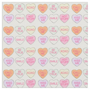 Valentinstag Pastel Candy Conversation Hearts Stoff