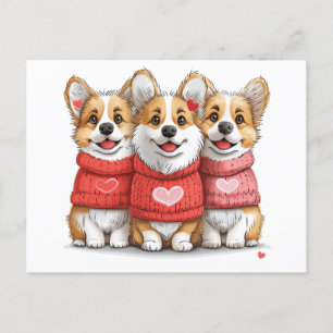 Valentinstag Pembroke Welsh Corgi Dogs Postkarte