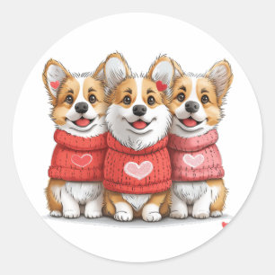Valentinstag Pembroke Welsh Corgi Dogs Runder Aufkleber