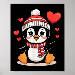 Valentinstag Penguin Heart Balloon Niedlich Poster