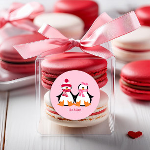 Valentinstag Penguins Runder Aufkleber
