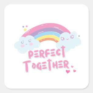 ❤️ Valentinstag ❤️ perfekt zusammen Quadratischer Aufkleber
