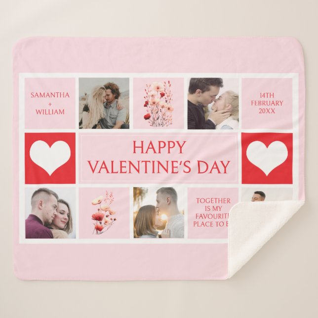 Valentinstag Personalisierte FotoCollage Sherpadecke (Vorderseite (Horizontal))