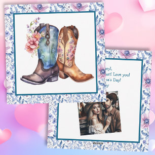 Valentinstag Personalisiertes Foto Cowboy Boots Feiertagskarte