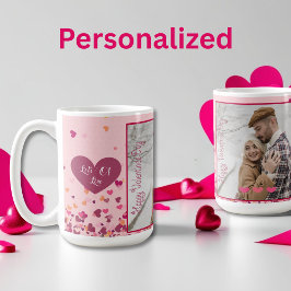 Valentinstag Personalisiertes Foto Rosa Herzen Kaffeetasse