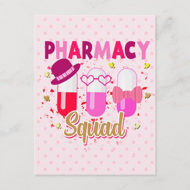 Valentinstag Pharmacy Squad Group Matching Postkarte (Vorderseite)