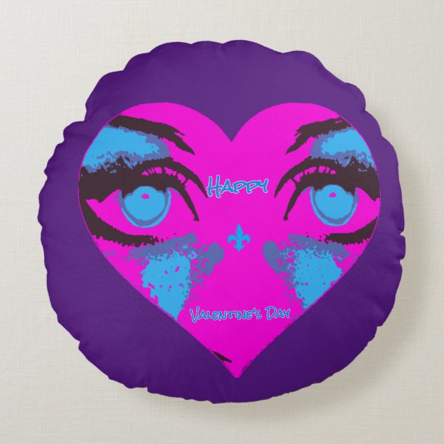 Valentinstag Pillow Rundes Kissen (Vorderseite)