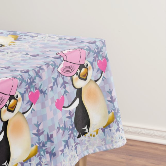 Valentinstag Pinguin Hearts Tischdecke (Beispiel)