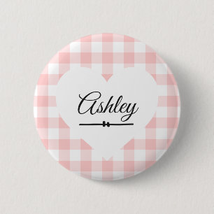 Valentinstag Pink Gingham Herzlich Individuelle Na Button