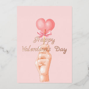 Valentinstag Pink Lollipop Heart Holiday Card Folien Feiertagskarte
