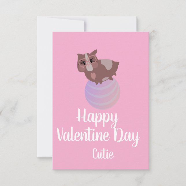 Valentinstag Pink Niedlich Hamster Karte (Vorderseite)