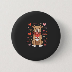 Valentinstag Pitbull Hund XOXO Liebesdesign Button