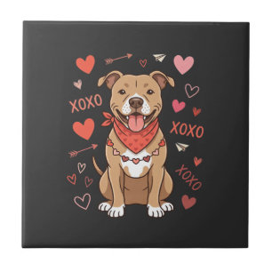 Valentinstag Pitbull Hund XOXO Liebesdesign Fliese