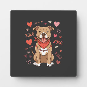Valentinstag Pitbull Hund XOXO Liebesdesign Fotoplatte