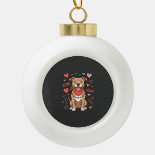 Valentinstag Pitbull Hund XOXO Liebesdesign Keramik Kugel-Ornament
