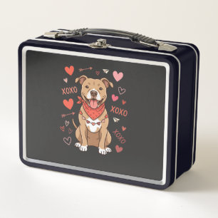 Valentinstag Pitbull Hund XOXO Liebesdesign Metall Brotdose