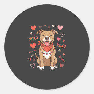 Valentinstag Pitbull Hund XOXO Liebesdesign Runder Aufkleber