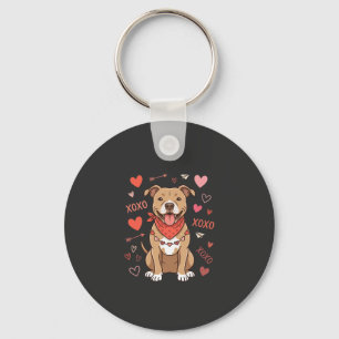 Valentinstag Pitbull Hund XOXO Liebesdesign Schlüsselanhänger
