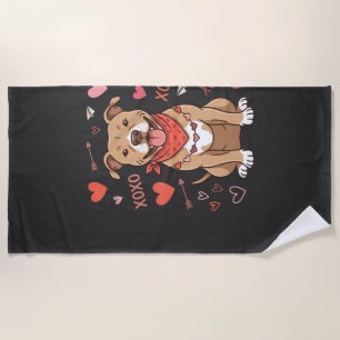 Valentinstag Pitbull Hund XOXO Liebesdesign Strandtuch