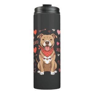 Valentinstag Pitbull Hund XOXO Liebesdesign Thermosbecher