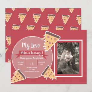 Valentinstag-Pizza-Party Kinderparty Foto   Einladung