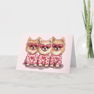 Valentinstag Pomeranian Hunde Feiertagskarte