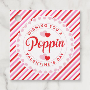 Valentinstag Poppin Rosa und Roter Streifen Geschenkanhänger