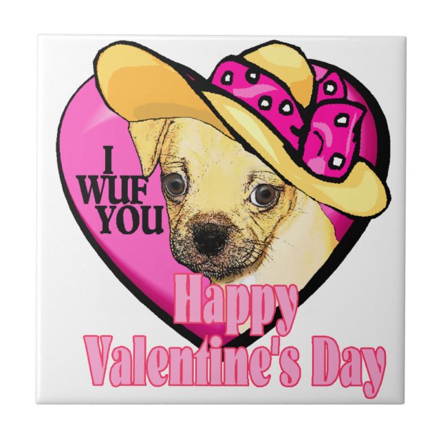 Valentinstag Puggle Fliese (Vorderseite)