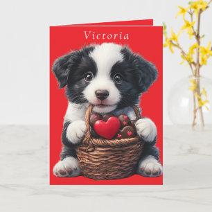 Valentinstag Puppy Red Chocolate Hearts Karte