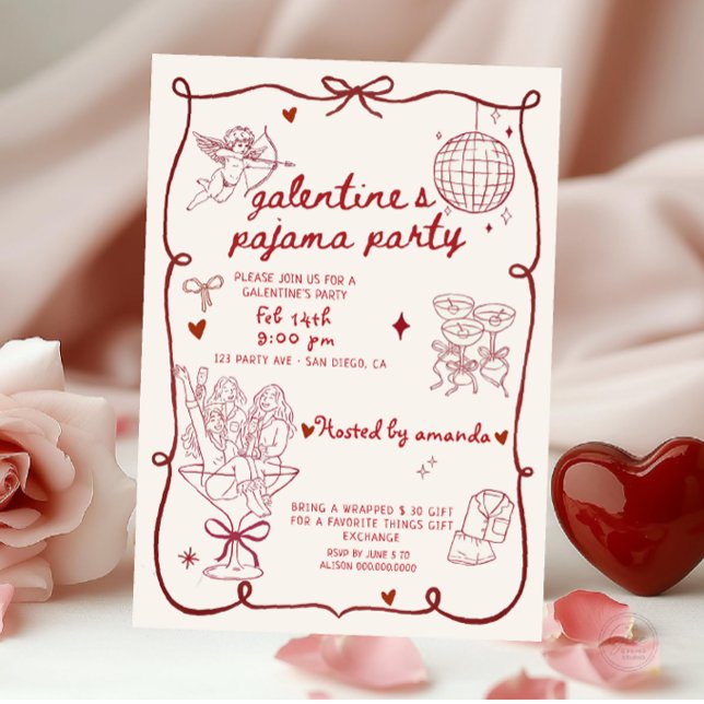 Valentinstag-Pyjama-Party Einladung (Von Creator hochgeladen)