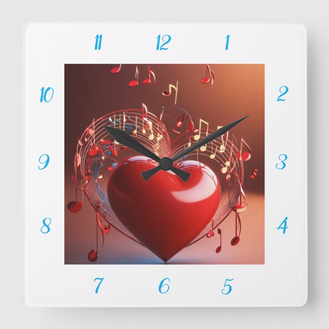 Valentinstag Quadratische Wanduhr (Vorderseite)