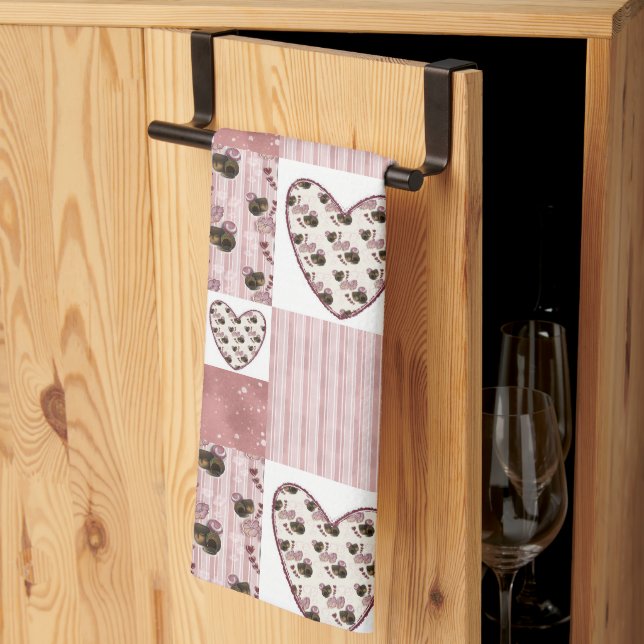 Valentinstag-Quilt-Küchentücher Geschirrtuch (Drittel gefaltet)