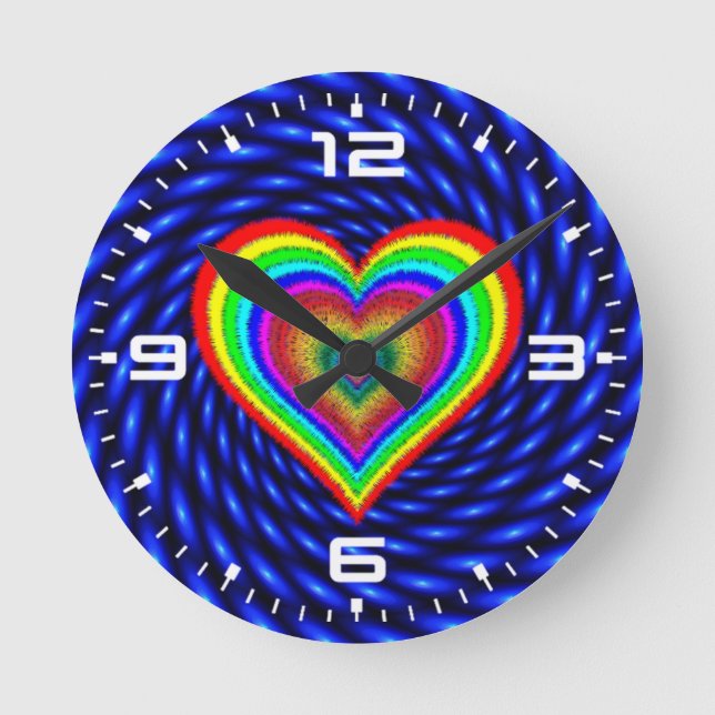 Valentinstag Rainbow Liebe Symbol-25543 Runde Wanduhr (Vorderseite)