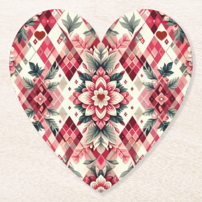 Valentinstag Raute Untersetzer (Vorderseite)