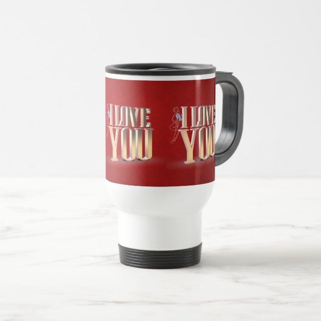 Valentinstag Red 3D I Liebe Sie Reisebecher (VorderseiteRechts)