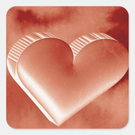 Valentinstag Red Heart 3D Wasserfarbe Quadratischer Aufkleber