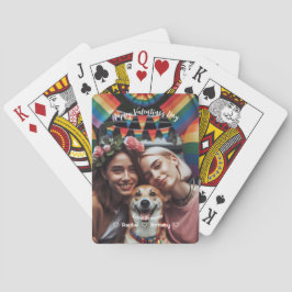 Valentinstag | Red Hearts Lesbian Custom Foto Spielkarten