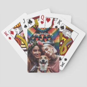 Valentinstag   Red Hearts Lesbian Custom Foto Spielkarten