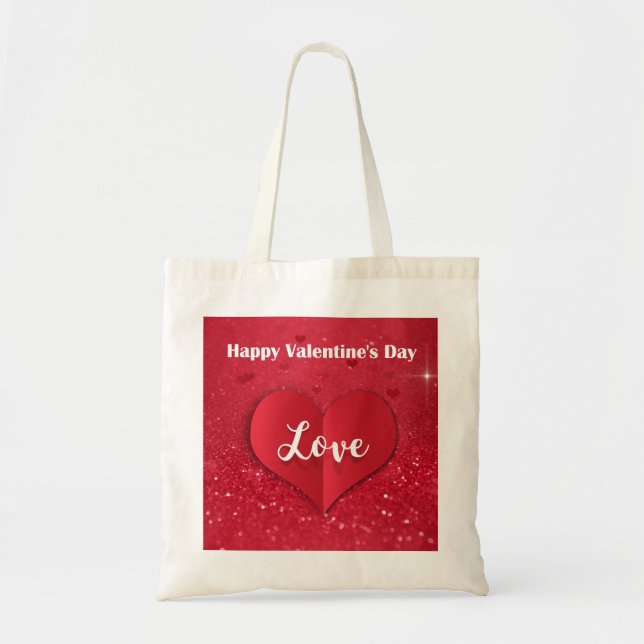 Valentinstag Red Paper Heart Glitzer Budget Tasche (Vorne)
