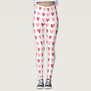 Valentinstag Red Pink Heart Pattern Leggings