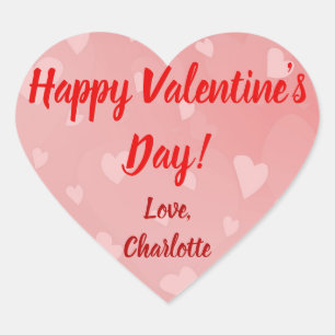 Valentinstag Red Pink Hearts Individuelle Name Herz-Aufkleber