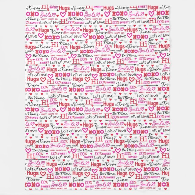 Valentinstag Redewendungen Word Collage Fleecedecke (Vorderseite)