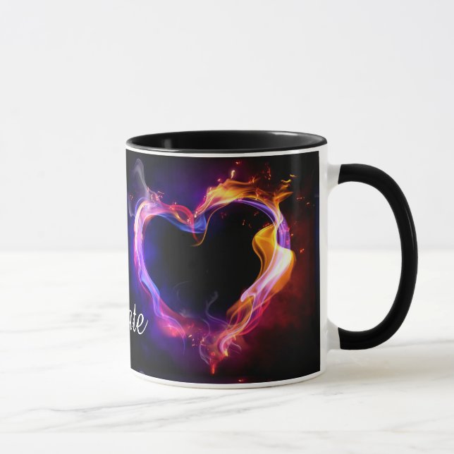 Valentinstag Regenbogen Herz Individuelle Name Tas Tasse (Rechts)