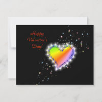 Valentinstag - Regenbogenherz mit Sternen auf schw