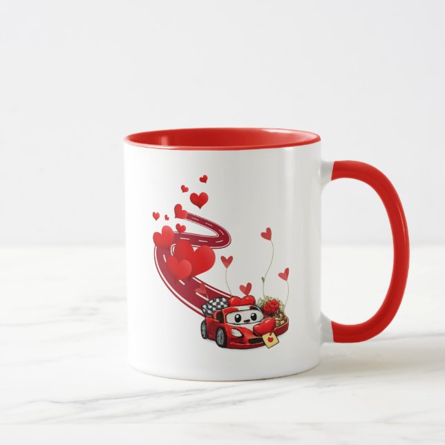 Valentinstag-Rennfahrer-Design süße Tasse (Rechts)