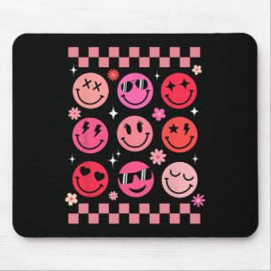Valentinstag Retro Groovy Rosa Glückliches Gesicht Mousepad
