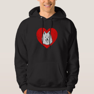 Valentinstag Retro Hearts American Eskimo Dog Pu Hoodie