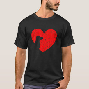Valentinstag Retro Herz Dackel Hund Welpe Lo T-Shirt